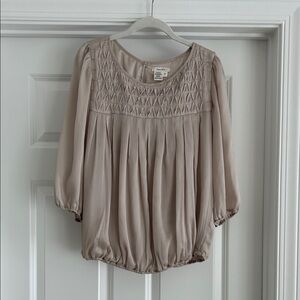 Sophie Max Taupe Blouse with Pleated Design